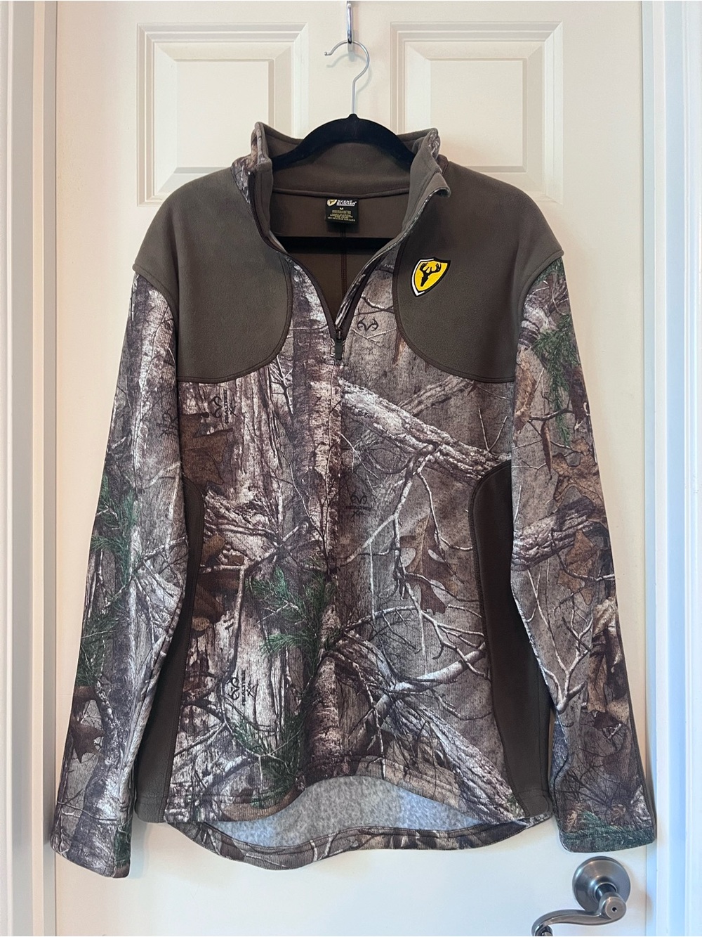 Scent Blockers Men’s M Mossy Oak Camo Quarter-Zip Fleece Jacket - Brown/Green